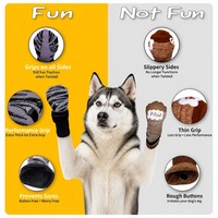 Chaussettes antidérapantes personnalisées OEM pour chien, lot de 2, tricotées, à adhérence standard épaisse, avec sangles, protection des pattes pour sols en bois dur