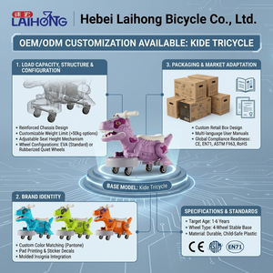 Voiture à glissière sur le thème <span class=keywords><strong>des</strong></span> dinosaures avec roues silencieuses en plastique, quadricycle pour garçons et filles - Jouet à roulettes - Product Image 5