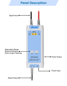 مسبار تفاضلي عالي الجهد DP20003 من Micsig لأجهزة الأوسيلوسكوب بتردد 100 ميجاهرتز وتخفيض 200X و2000X - Product Image 3