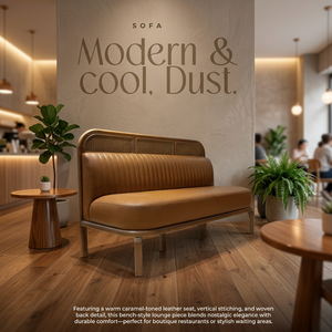 Modern Solid Wood Office <b>Sofa</b> Booth PU Leather Upholstered Lounge <b>Bench</b> Custom Commercial Seating Set for Hotel Dining - Product Image 2