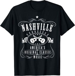 Nashville Country Music T-Shirt 100% Cotton Vintage Tennessee Musician Logo Anti-Wrinkle and Anti-Shrink Oversized Fit Shirt - Product Image 5