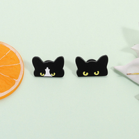 Épingles en émail pour chat gothique avec grands yeux Broche style sombre et mignon Badge de revers Accessoires de bijoux Cadeau pour enfants Amis