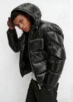 Service OEM en gros – Blouson bomber matelassé noir slim pour homme, col montant, en toile, haute qualité, style streetwear, idéal pour l'hiver