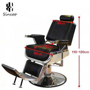 Professionale pesante idraulico pompa marrone grigio pelle sintetica vintage sedia da barbiere per gli uomini - Product Image 6