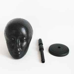 Cabeza de Peluca de espuma negra 50% Styroform 50% PP maniquí con soporte ajustable para exhibición de sombrero de peluca - Product Image 1
