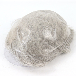 1b80 grey 80% Trinh Nữ Ấn Độ Remy tóc 6 inch sóng tự nhiên ren đóng cửa tóc giả PU cơ sở 28mm mật độ thay thế toupee cho nam giới - Product Image 3