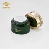 FUYAO Packaging – Nouvelle Gamme de Contenants de Luxe pour Soins de la Peau en Verre Vert 30g 50g – Ensemble d'Emballages Cosmétiques Vides avec Estampage à Chaud – Pot et Bouteille Noirs pour Crème