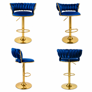 <span class=keywords><strong>Tabouret</strong></span> de comptoir moderne en velours <span class=keywords><strong>blanc</strong></span> DM avec dossier capitonné élégant, structure en métal doré et base pivotante réglable en hauteur pour îlot de cuisine - Product Image 3