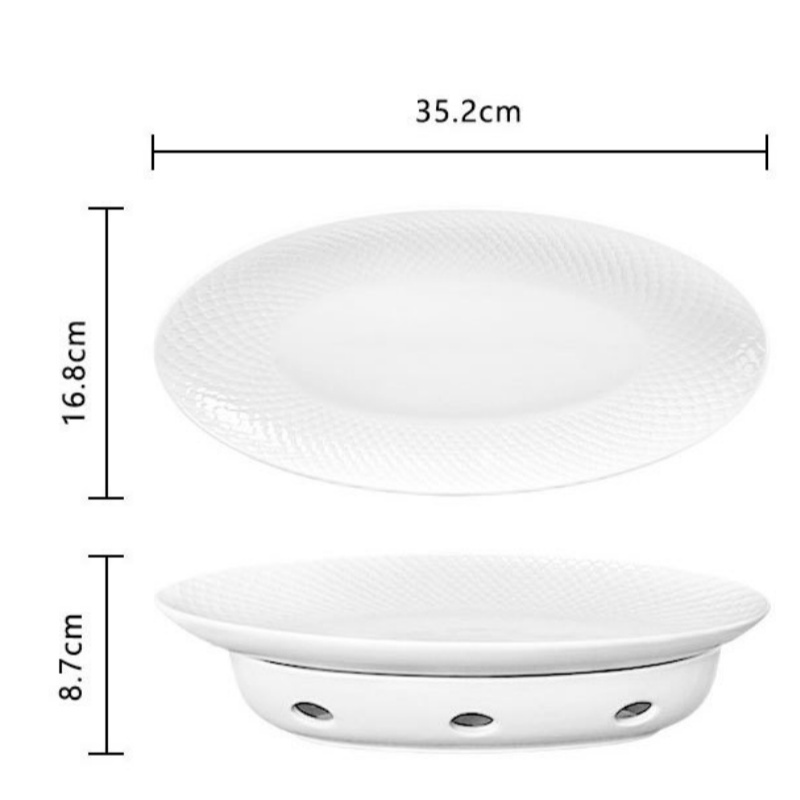 Piatto da pesce bianco 14'' B