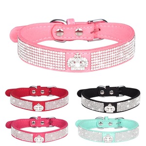 Pink Rhinestone <b>Bow</b> Dog Collar Leash Set Microfiber Metal Buckle Small Breed Pet Accessory - Product Image 3
