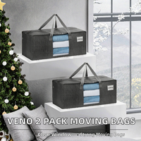 Lot de 2 sacs de déménagement légers en polypropylène imperméables avec fenêtre transparente, capacité de 50 livres, pour le rangement de Noël