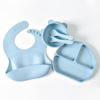 Nouveaux ensembles cadeaux pour bébés en gros, sans BPA, vaisselle et ensemble d'alimentation pour bébé avec logo d'éléphant imprimé, articles essentiels pour nouveau-nés personnalisés