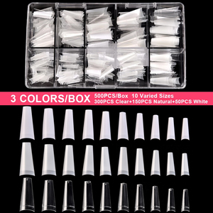 500 faux ongles flexibles en ABS transparents et naturels, sans trace, pour extension d'acrylique et manucure - Product Image 2