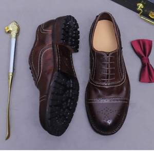 Chaussures en cuir avec empiècements élastiques et talon résistant à l'usure, chaussures à lacets pour hommes, chaussures habillées - Product Image 3