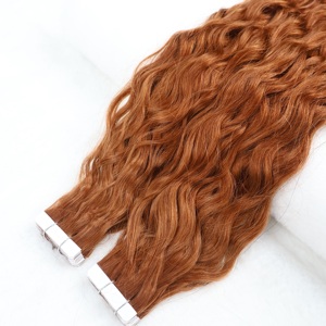 Extensions per <span class=keywords><strong>capelli</strong></span> umani ricci <span class=keywords><strong>castano</strong></span> rame all'ingrosso con nastro invisibile, 100% Remy, a doppia trama - Product Image 6