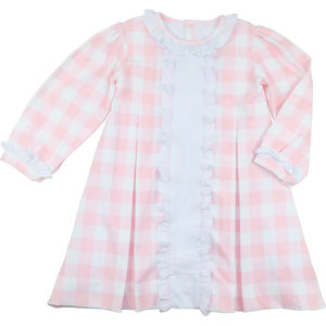 Cutie Monogram Pink Plaid Ruffles Pañal Set Custom Lovely Match Girls Dress Cotton Kids Girls Outfit Sets - Product Image 3