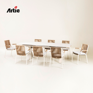 Artie, muebles de exterior modernos, mesa de comedor para Patio, restaurante de Metal, muebles de jardín, mesas de comedor extensibles - Product Image 2