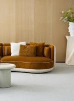 Luxuriöses Villen-Wohnzimmer Gebogenes Sofa, Weißes Möbelset, Mehrsitzer-Empfangs-Wohnzimmer Ledersofa, C-förmiges Sofa