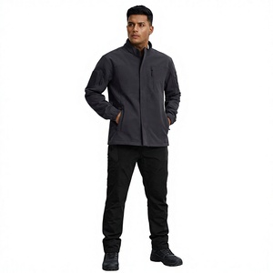 Men's Bonded Soft Shell <b>Canvas</b> Stand Collar Vintage Hiking <b>Jacket</b> Waterproof Thermal Autumn Windproof Hooded Camping Front - Product Image 1