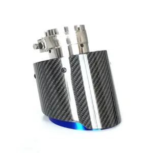 100% Carbon Fiber Exhaust Tailpipe Tip 63ミリメートルClamp-CarにMuffler Trim Cover