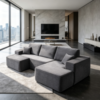 Canapé modulaire en forme de U avec chaise longue et ottoman pour mur d'écran, foyer, salon contemporain