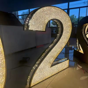 Party Supply Shining 3d <b>Led</b> Sign 3ft 4foot <b>Led</b> <b>Light</b> UP Number Wedding Crystal Marquee Letter Sign for Event Birthday <b>Decoration</b> - Product Image 1