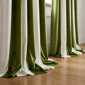 Rideaux en velours rayés DaiRui modernes à blocs de couleur, isolants thermiques et insonorisants, panneaux de traitement des fenêtres pour la décoration intérieure, vente en gros - Product Image 4