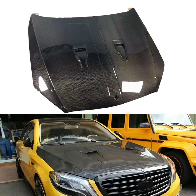 Real Carbon Fiber Engine Hood W22 for Mercedes Benz S63 S65 S Class Coupe C217 Upgrade Mansori Automotive Components Car Hood