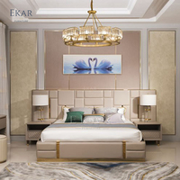 Neues Design Luxuriöses Designer-Kingsize-Bettset - Elegantes Gepolstertes Kopfteil |   Modernes Schlafzimmer Luxusbett; Designer-Bett