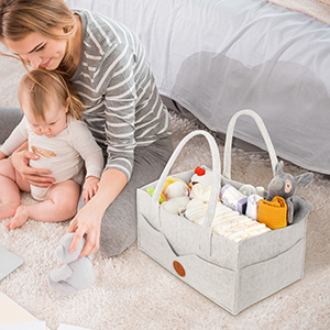 Organizzatore per <span class=keywords><strong>Fasciatoio</strong></span> 15x9x7 Pollici, Cesto per Baby Shower, <span class=keywords><strong>Portaoggetti</strong></span> in Feltro per Pannolini - Product Image 5