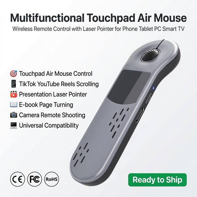 Wireless Touchpad Air Mouse Laser Pointer Presentation Remote for iPhone Android PC Smart TV TikTok Scrolling