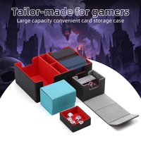 Boîte de rangement de luxe en cuir PU pour cartes de jeu de société Tarot Yugioh TCG Commander, avec plateau à dés et logo personnalisé