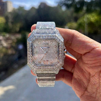Montre automatique pour homme personnalisée, entièrement sertie de diamants, avec testeur de diamants, VVS, couleur D, moissanite, saphir, verre cristal, 40MM