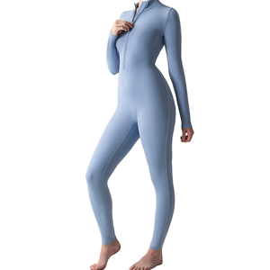 Liquidazione da donna europea e americana con cerniera a manica lunga nuda tuta sportiva per il Fitness Yoga aderente leggera e traspirante - Product Image 1