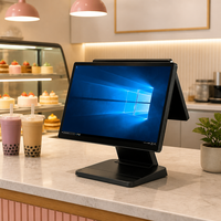 Terminal de point de vente tactile à double écran de 15,6 pouces, caisse enregistreuse tout-en-un, Windows 10, Intel N97, 8 Go de RAM, 256 Go de SSD, Wi-Fi 6 et Bluetooth 5.2