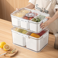 Double Timing Double Réfrigérateur Boîte de Rangement Division Design Fruits et Légumes Viande Cuisine Bac à légumes en plastique