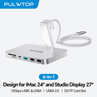 Hub USB C PULWTOP para iMac con Carcasa para SSD, Compatible con M1/M3/M4, 2 USB 2.0, Lector de Tarjetas SD/TF para iMac de 24 Pulgadas y Studio Display