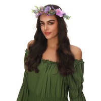 Couronne florale de mariage ajustable faite à la main pour femme, guirlande florale, coiffe, bandeau