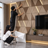 Papier peint autocollant motif bois triangulaire marron doré 1,2x3m, feuilles IXPE 2,3mm pour murs de salon et murs TV