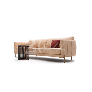 Sofá de cuero completo minimalista italiano, sofá con respaldo curvo para sala de estar, oficina y hotel - Product Image 1