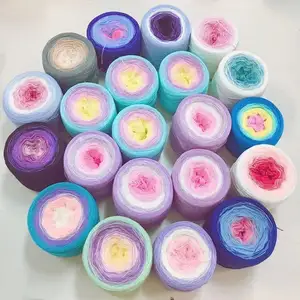 Wholesale Price Gradient Color Melange Space Dye Cotton Crochet Knitting Rainbow Cake Ball Blended Yarn