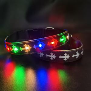 USB Rechargeable LED Luminous Pet <b>Collar</b> RGB Color Solid Pattern Ribbons High-Visibility Adjustable Glow LED Night Safety - Product Image 2