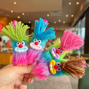 Stylo à bille créatif pour étudiants, design à bouton-poussoir, lapin en peluche coloré à poils longs, plastique, moche-mignon, multicolore, pour journalisation - Product Image 1