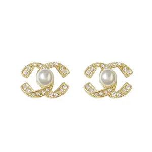 925 silver chanal earrings trendy pearl earrings ins hotsale women's earrings