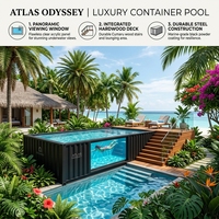 Piscine moderne en conteneur maritime de 20 pieds ou 40 pieds avec fenêtre en acrylique et système de filtration intégré pour villa en pleine campagne