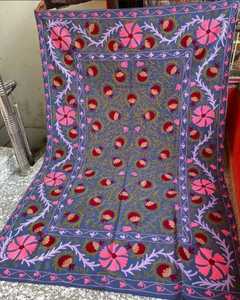 Handmade Uzbek Cotton Suzani Throw <b>Blanket</b> Embroidery Bedsheet Bedspread Tapestry Colourful Suzani Wall Hanging B2B Wholesale Su - Product Image 3