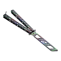 Couteau papillon à motif personnalisé en gros d'usine, couteau de camping et d'entraînement Balisong en acier inoxydable non affûté, couteau pliant d'entraînement