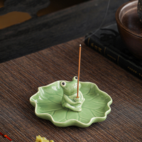Grensoverschrijdende nieuwe product lotusblad wierookhouder keramische wierookbrander met asbak Zen theetafel decoratie & cadeau
