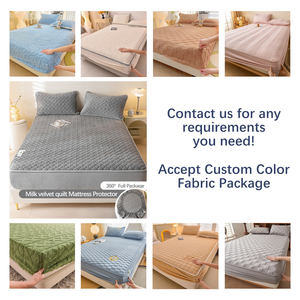 Pelindung Kasur Tanpa Suara, Sprei Fitted Musim Dingin, Selimut Katun Beludru Kristal, Dekorasi Tempat Tidur, Lembut Nyaman Tebal, Penutup Kasur - Product Image 2