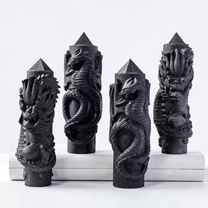 Venta al por mayor de Shungita Pulida Tallada a Mano, Varita de Piedra Curativa, Punta de Cristal, Torre de Dragón de Shungita, Colección de Especímenes Minerales - Product Image 5